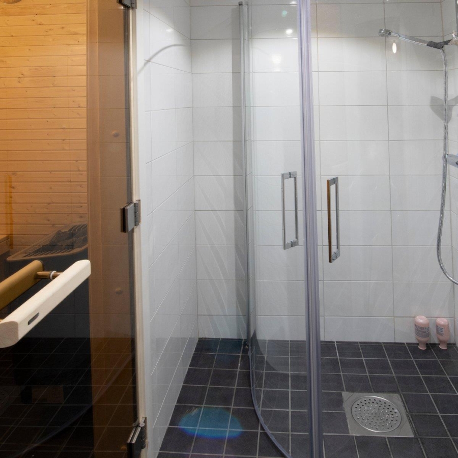 Bastu och dusch i källarutrymme