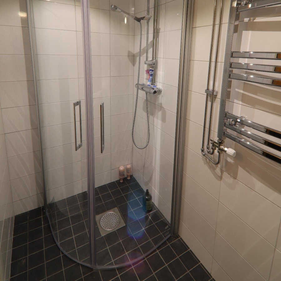 Bastu och dusch i källarutrymme