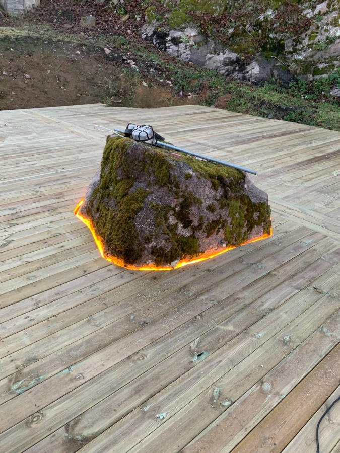 Bastuhus vid sjö